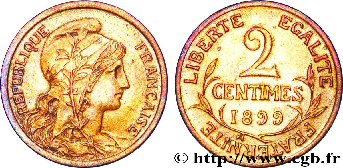 2 centimes Daniel-Dupuis 1899  F.110/3 XF 
