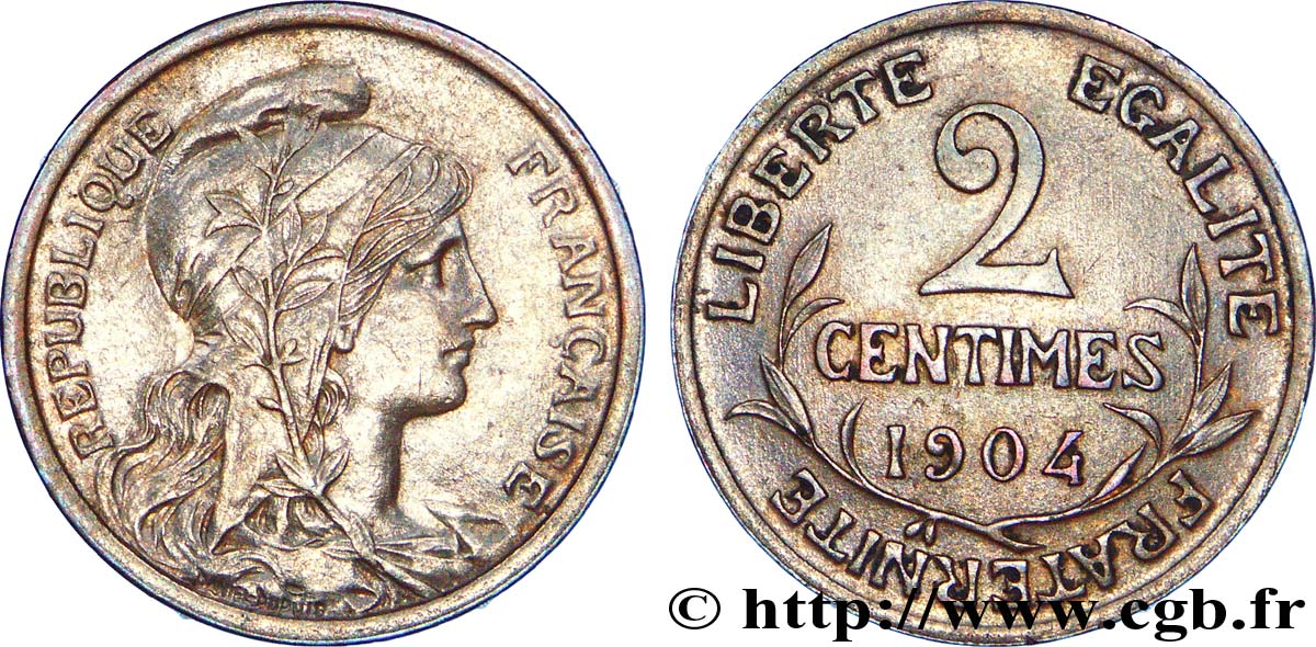 2 centimes Daniel-Dupuis 1904  F.110/9 XF 