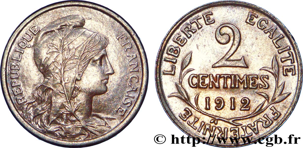 2 centimes Daniel-Dupuis 1912  F.110/15 XF 
