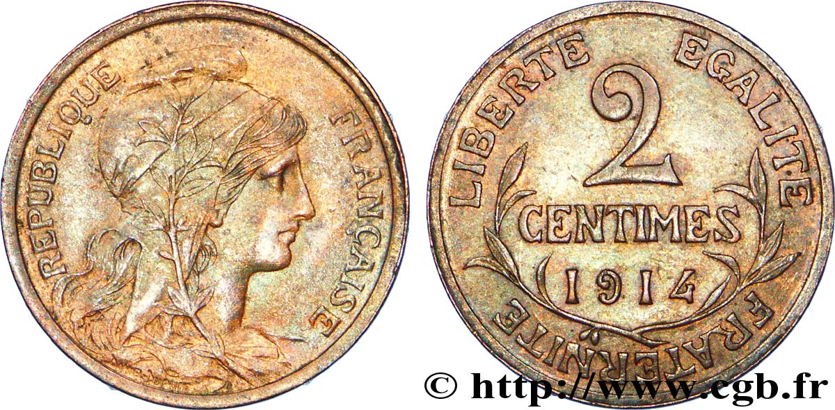 2 centimes Daniel-Dupuis 1914  F.110/17 XF 
