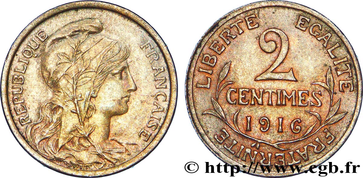 2 centimes Daniel-Dupuis 1916  F.110/18 AU 