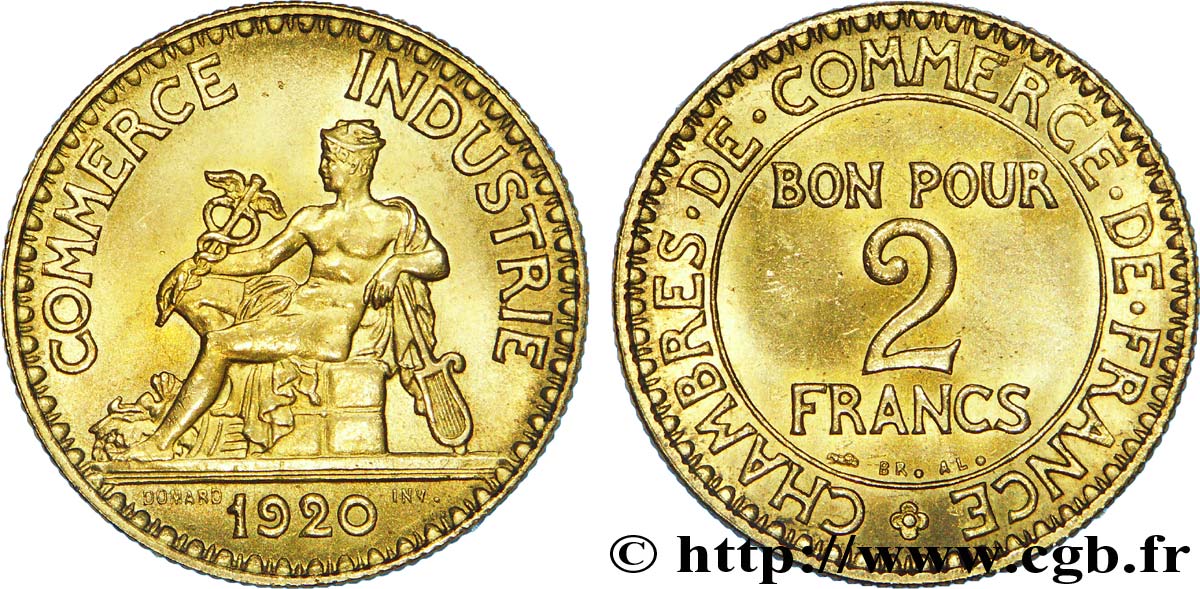 2 francs Chambres de Commerce 1920  F.267/2 AU 
