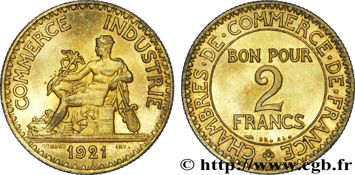 2 francs Chambres de Commerce 1921  F.267/3 AU 