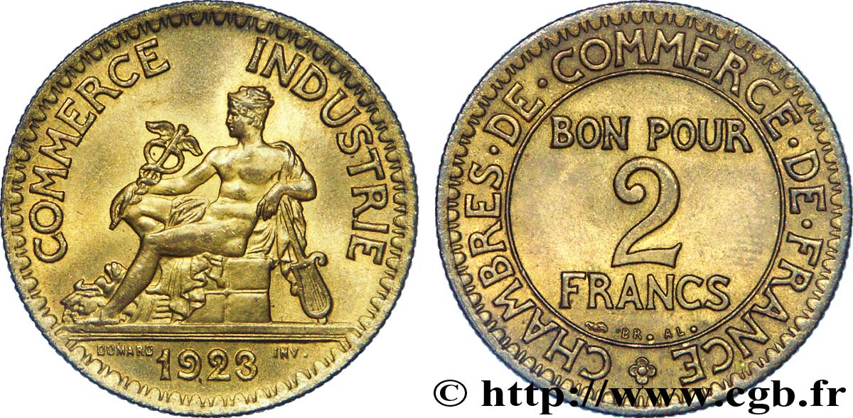 2 francs Chambres de Commerce 1923  F.267/5 AU 