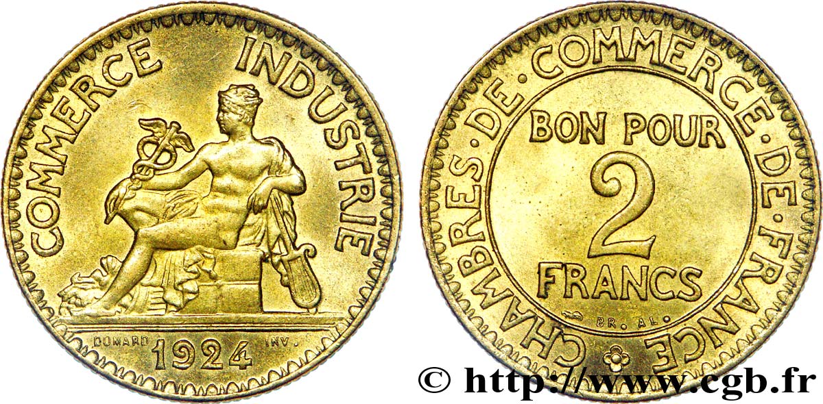 2 francs Chambres de Commerce 1924  F.267/6 AU 
