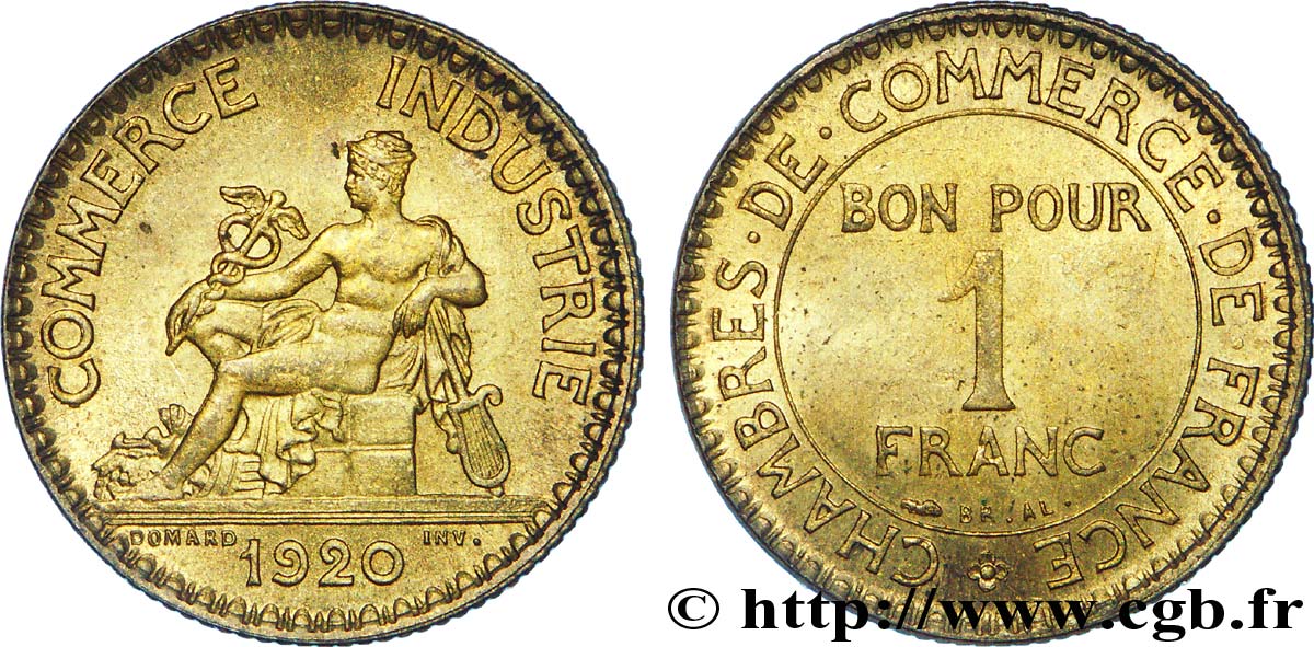 1 franc Chambres de Commerce 1920  F.218/2 SUP 