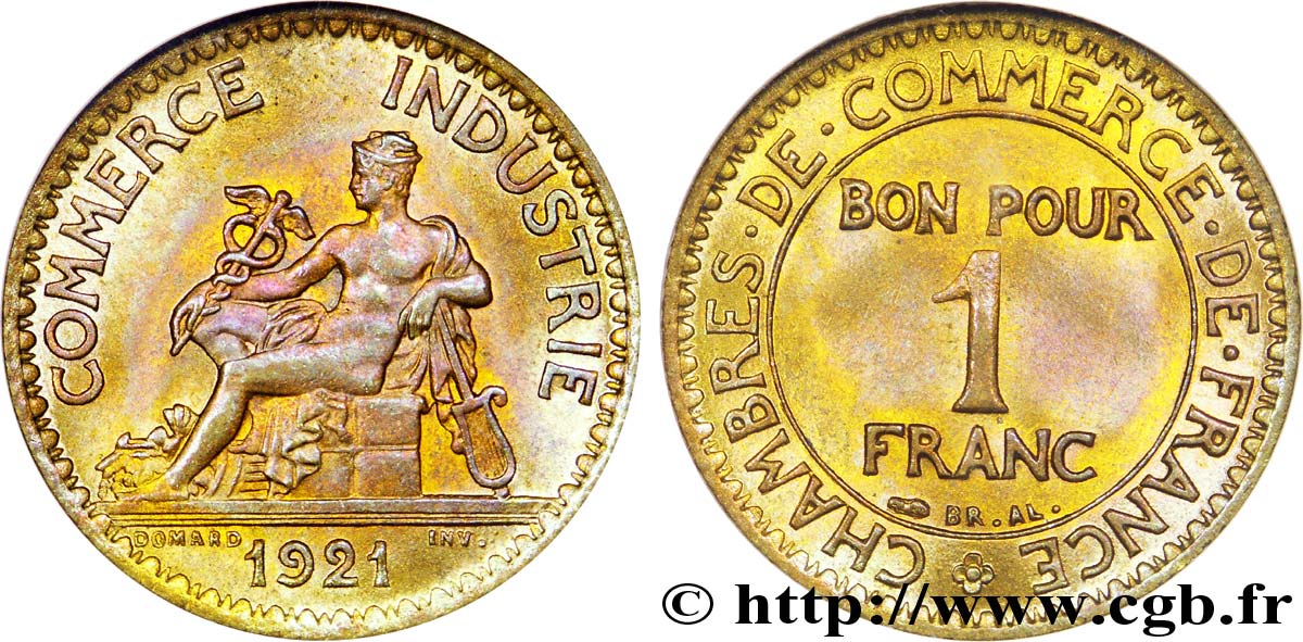 1 franc Chambres de Commerce 1921  F.218/3 FDC 