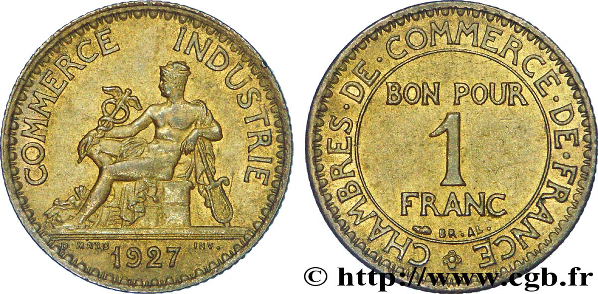 1 franc Chambres de Commerce 1927  F.218/9 TTB 