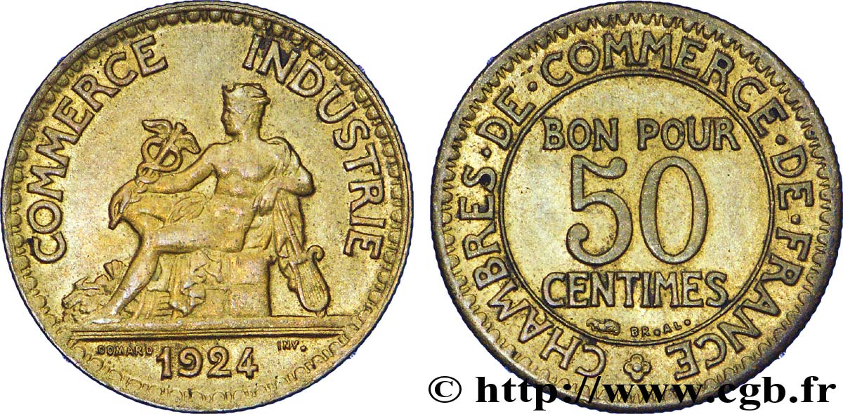 50 centimes Chambres de Commerce 1924  F.191/6 SUP 