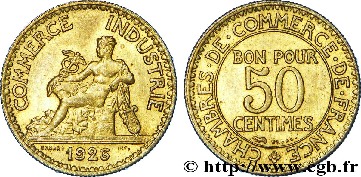 50 centimes Chambres de Commerce 1926  F.191/8 EBC 