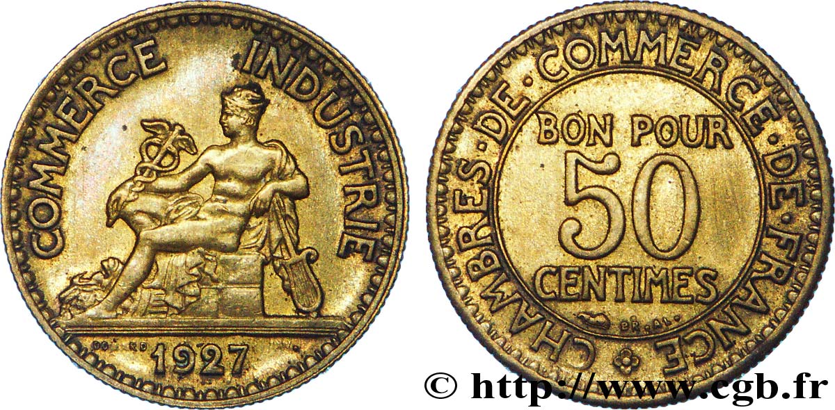 50 centimes Chambres de Commerce 1927  F.191/9 TTB 