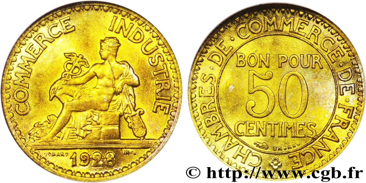 50 centimes Chambres de Commerce 1928  F.191/10 MS 