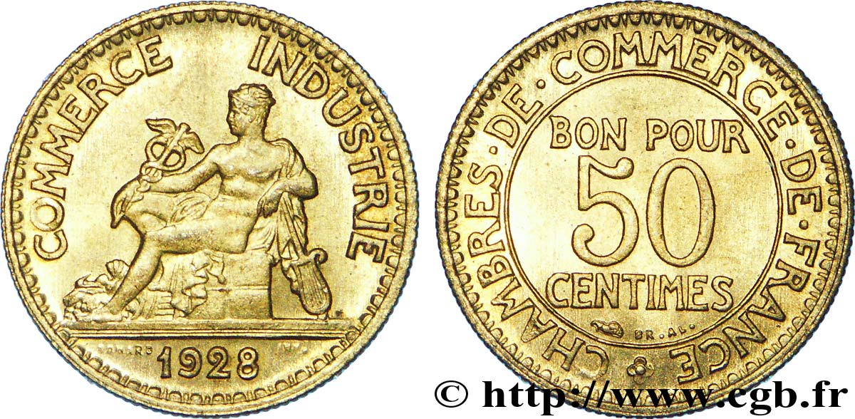50 centimes Chambres de Commerce 1928  F.191/10 SUP 