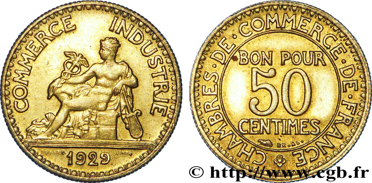 50 centimes Chambres de Commerce 1929  F.191/11 XF 