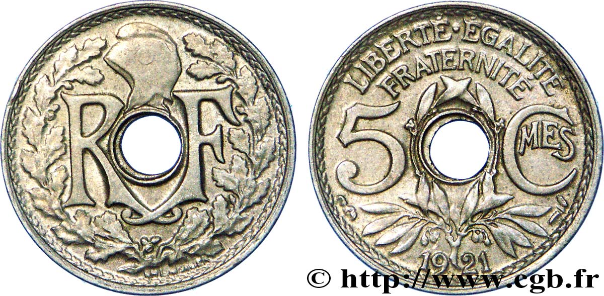 5 centimes Lindauer, petit module 1921  F.122/3 MBC 