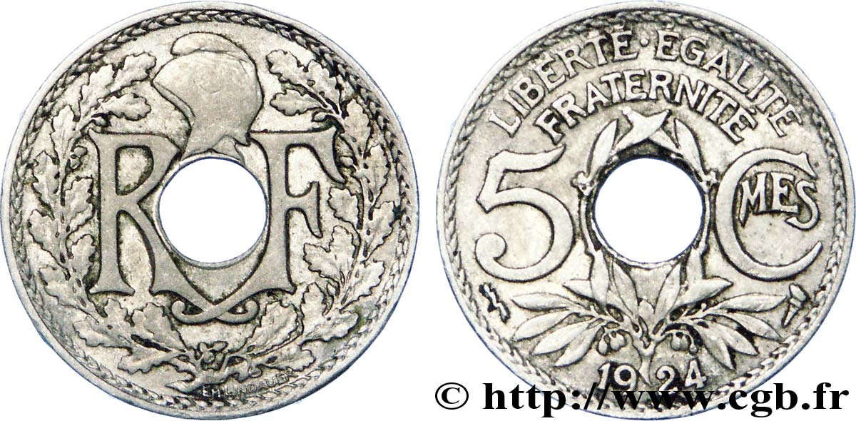 5 centimes Lindauer, petit module 1924 Poissy F.122/9 MBC 