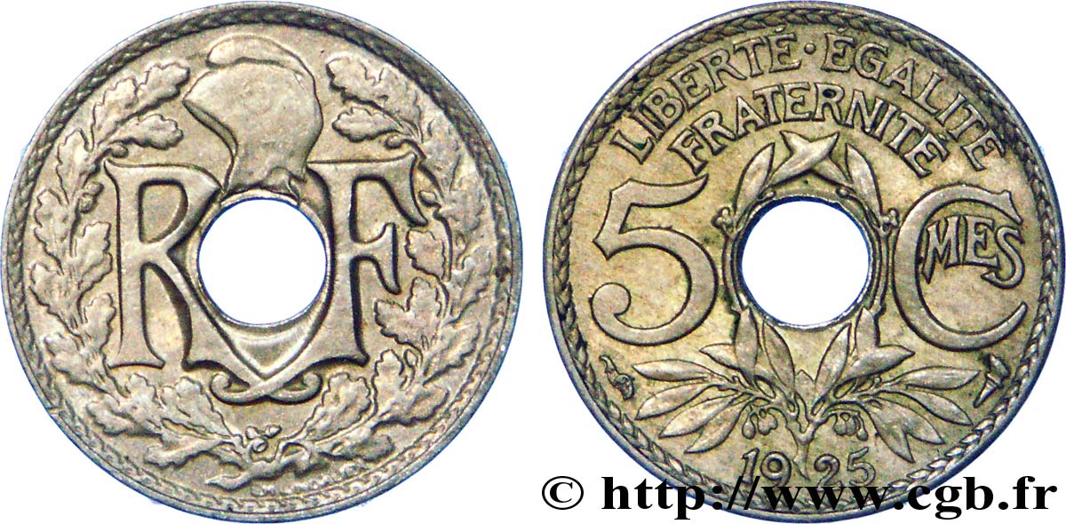 5 centimes Lindauer, petit module 1925  F.122/10 XF 