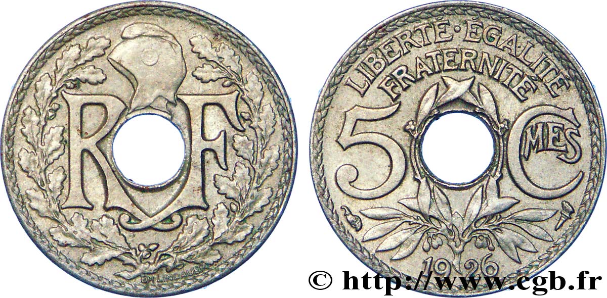5 centimes Lindauer, petit module 1926  F.122/11 MBC 