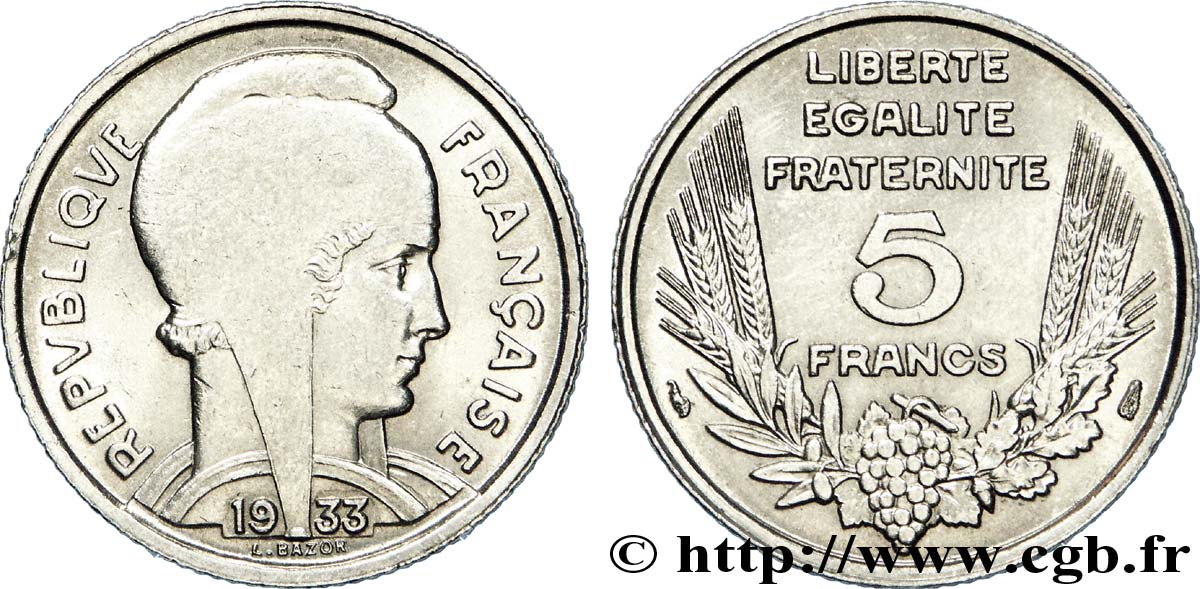 5 francs Bazor 1933  F.335/2 AU 