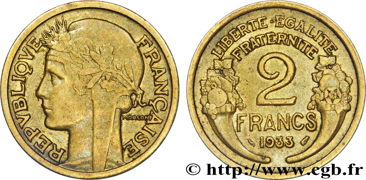 2 francs Morlon, “2” maigre 1933  F.268/6 XF 