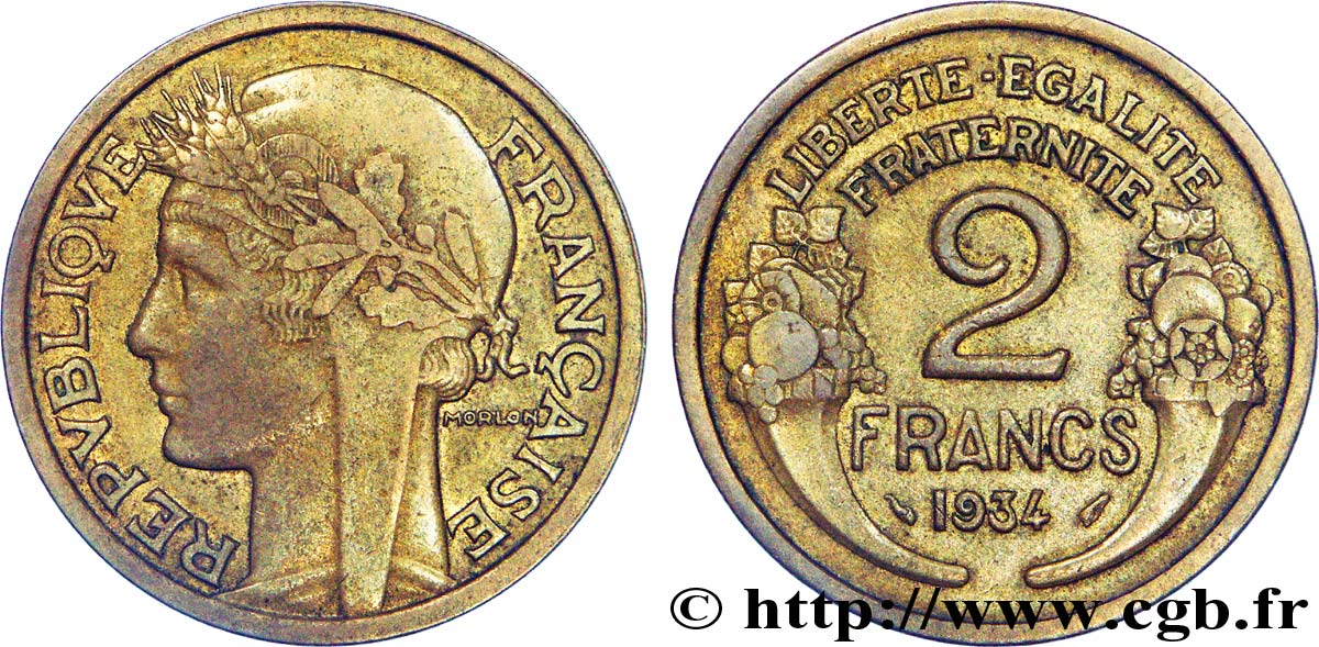 2 francs Morlon 1934  F.268/7 XF 