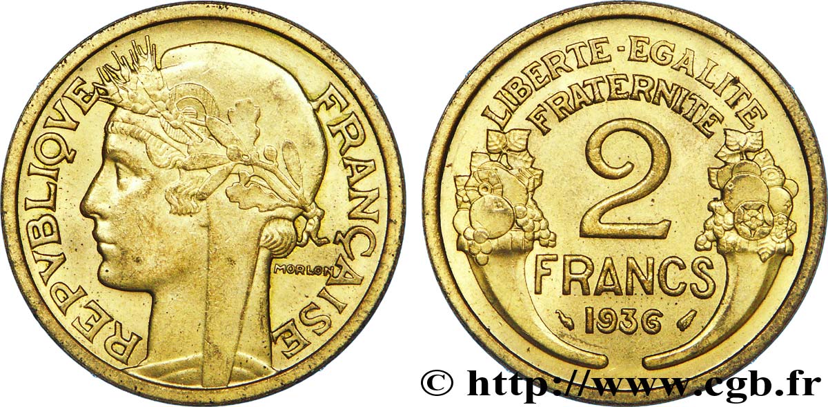 2 francs Morlon 1936  F.268/9 SUP 