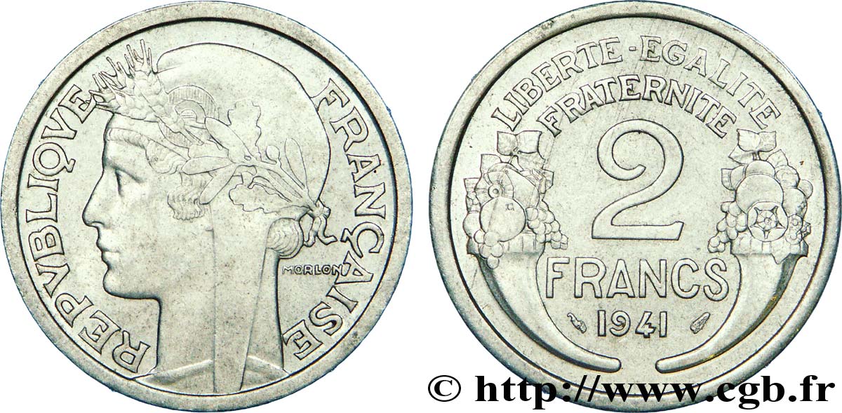 2 francs Morlon, aluminium 1941  F.269/2 XF 