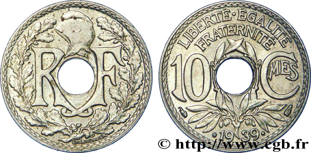 10 centimes Lindauer, maillechort 1939  F.139/3 SPL 