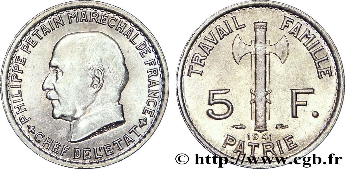5 francs Pétain 1941  F.338/2 EBC 