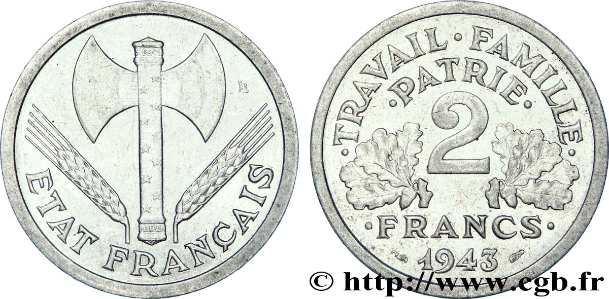 2 francs Francisque 1943  F.270/2 MBC 