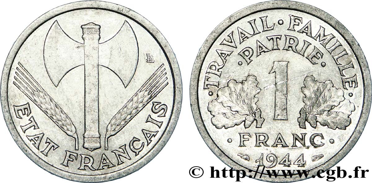 1 franc Francisque, légère 1944  F.223/5 SPL 