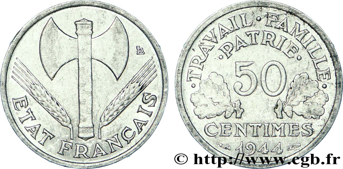 50 centimes Francisque, légère 1944  F.196/4 TTB 