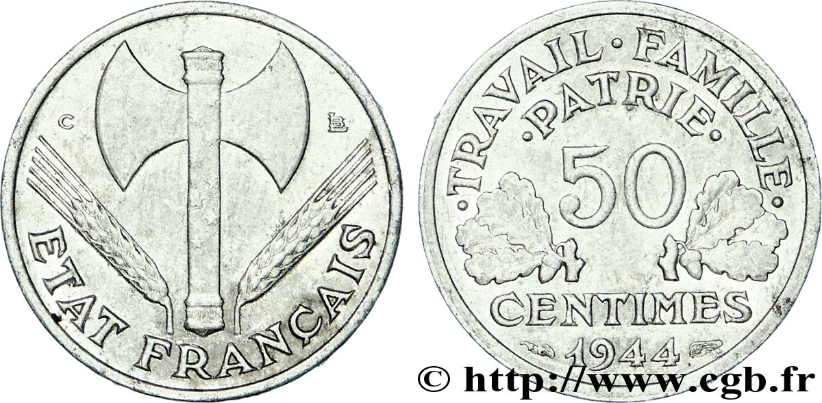50 centimes Francisque, légère 1944 Castelsarrasin F.196/6 MBC 