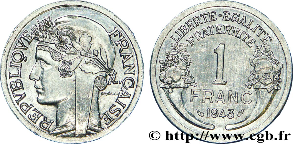 1 franc Graziani, aluminium 1943  F.225/2 fST 