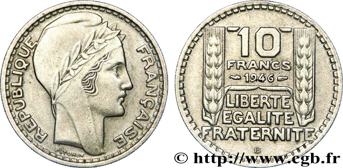 10 francs Turin, grosse tête, rameaux longs 1946 Beaumont-Le-Roger F.361/4 TTB 