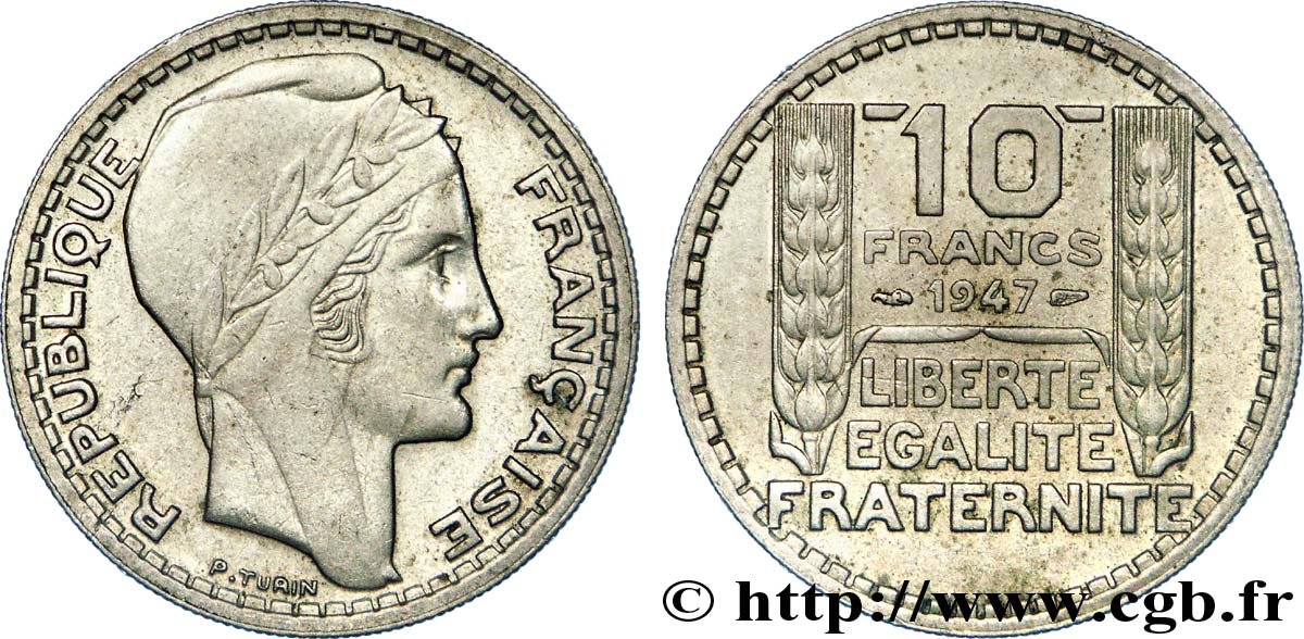 10 francs Turin, grosse tête 1947  F.361A/4 XF 