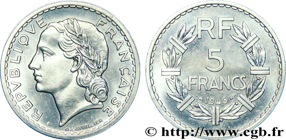 5 francs Lavrillier, aluminium 1946  F.339/6 FDC 