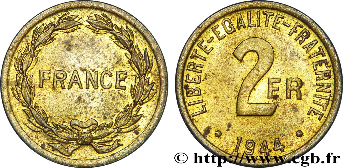 2 francs France 1944  F.271/1 VZ 