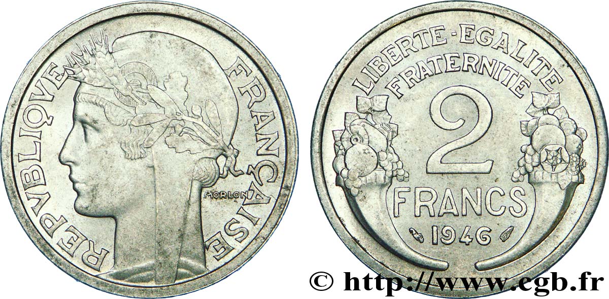2 francs Morlon, aluminium 1946  F.269/8 SPL 