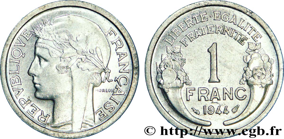 1 franc Morlon, légère 1944  F.221/3 AU 