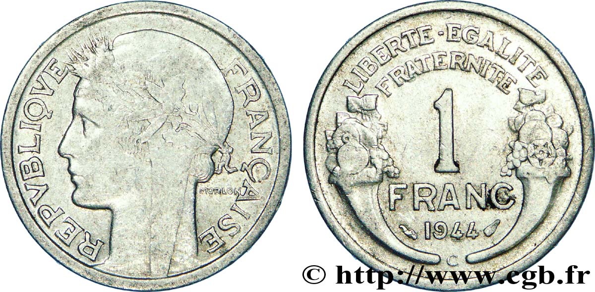 1 franc Morlon, légère 1944 Castelsarrasin F.221/4 MBC 
