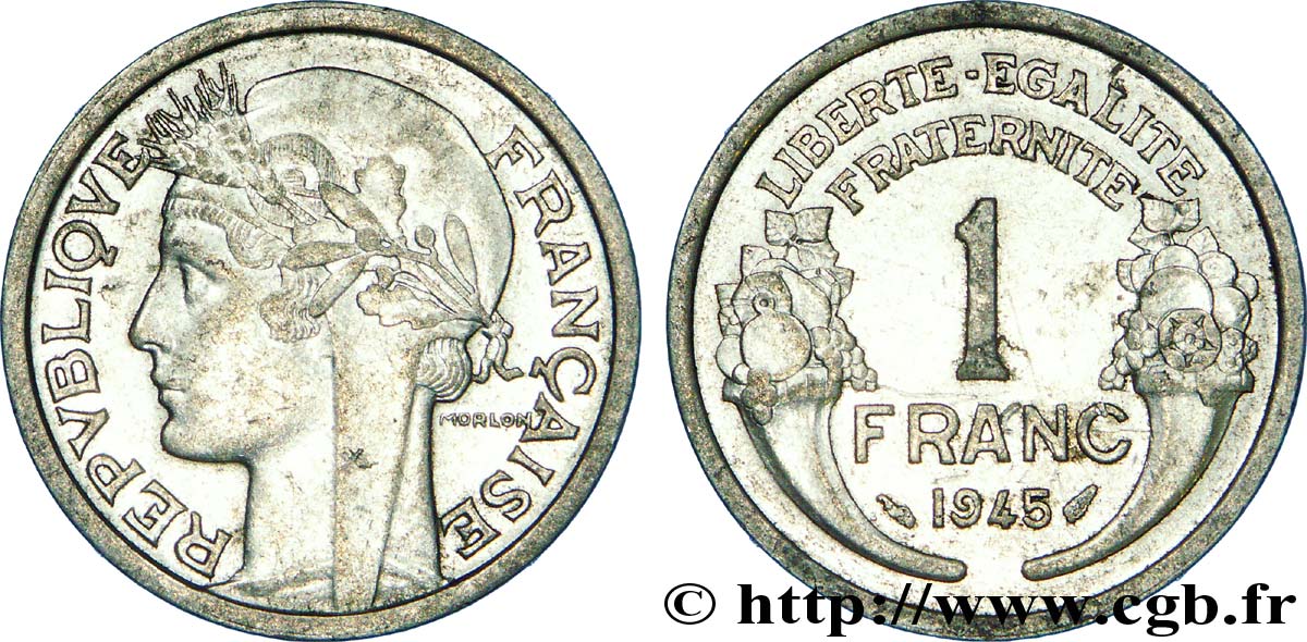 1 franc Morlon, légère 1945  F.221/6 MBC 