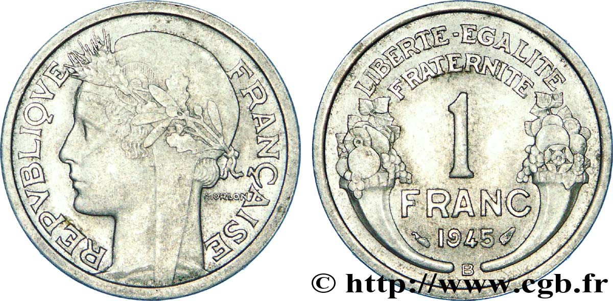 1 franc Morlon, légère 1945 Beaumont-Le-Roger F.221/7 TTB 
