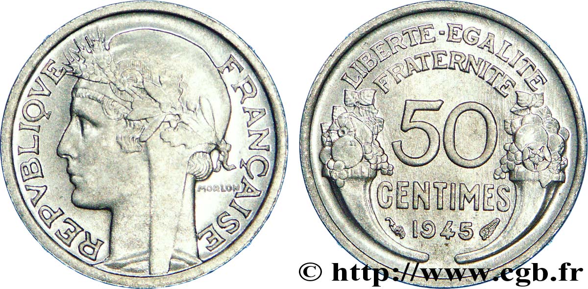 50 centimes Morlon, légère 1945  F.194/5 AU 