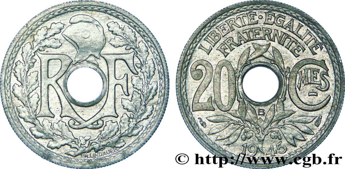 20 centimes Lindauer 1945 Beaumont-Le-Roger F.155/3 fST 