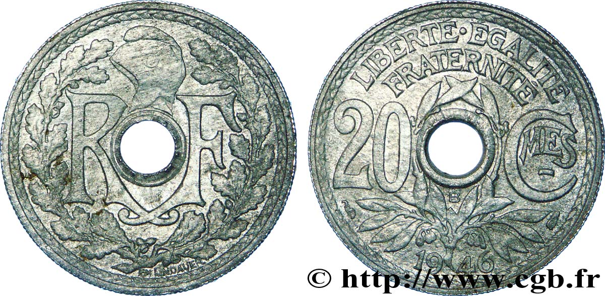 20 centimes Lindauer 1946 Beaumont-Le-Roger F.155/3 EBC 