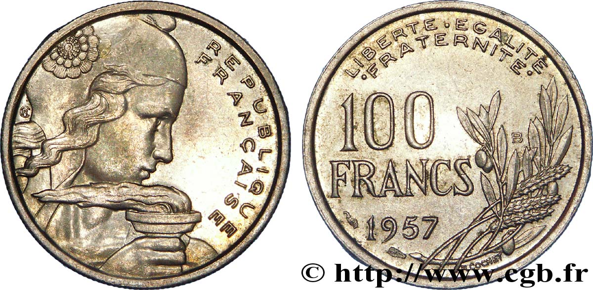 100 francs Cochet 1957 Beaumont-Le-Roger F.450/11 TTB 