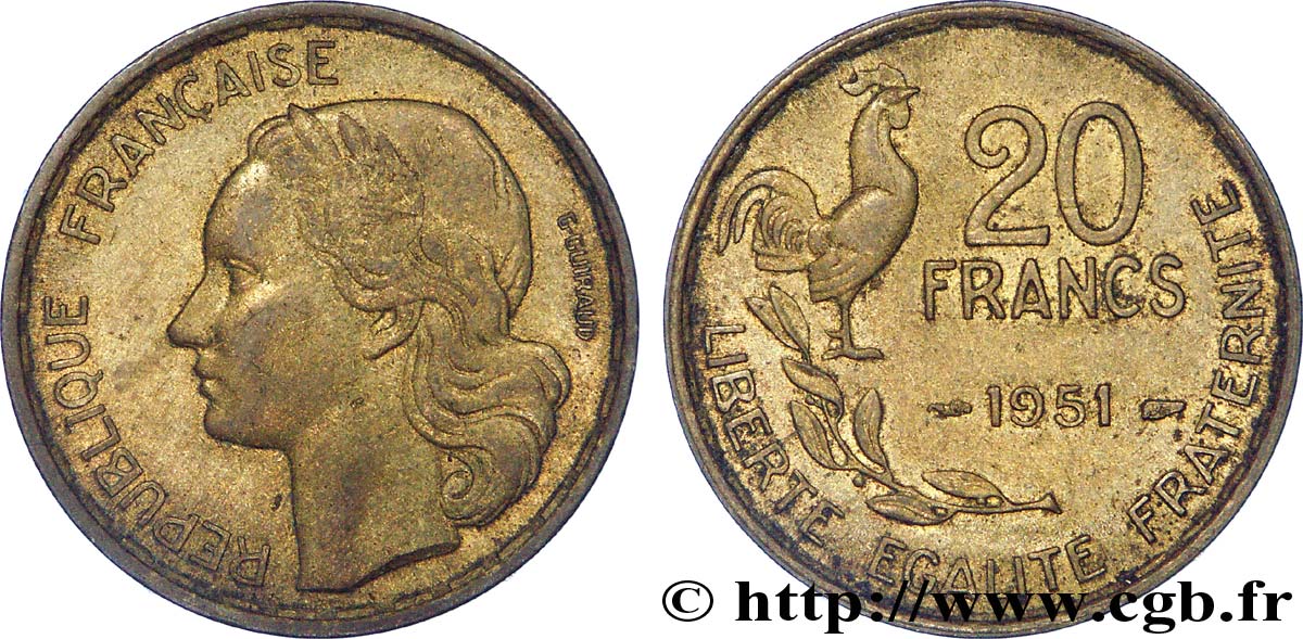 20 francs G. Guiraud 1951  F.402/7 SS 