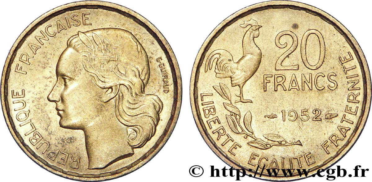 20 francs G. Guiraud 1952  F.402/9 AU 
