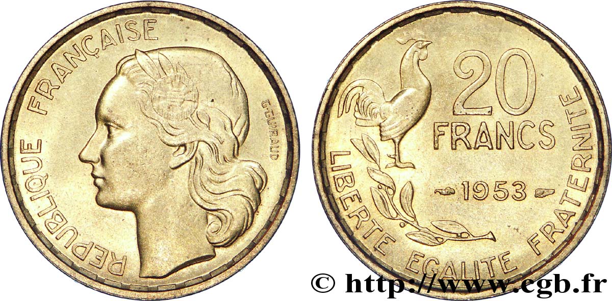20 francs G. Guiraud 1953  F.402/11 SPL 